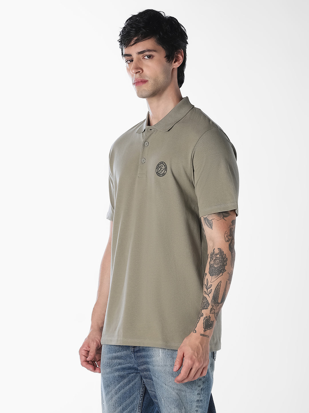 Green Regular Fit Cotton Polo