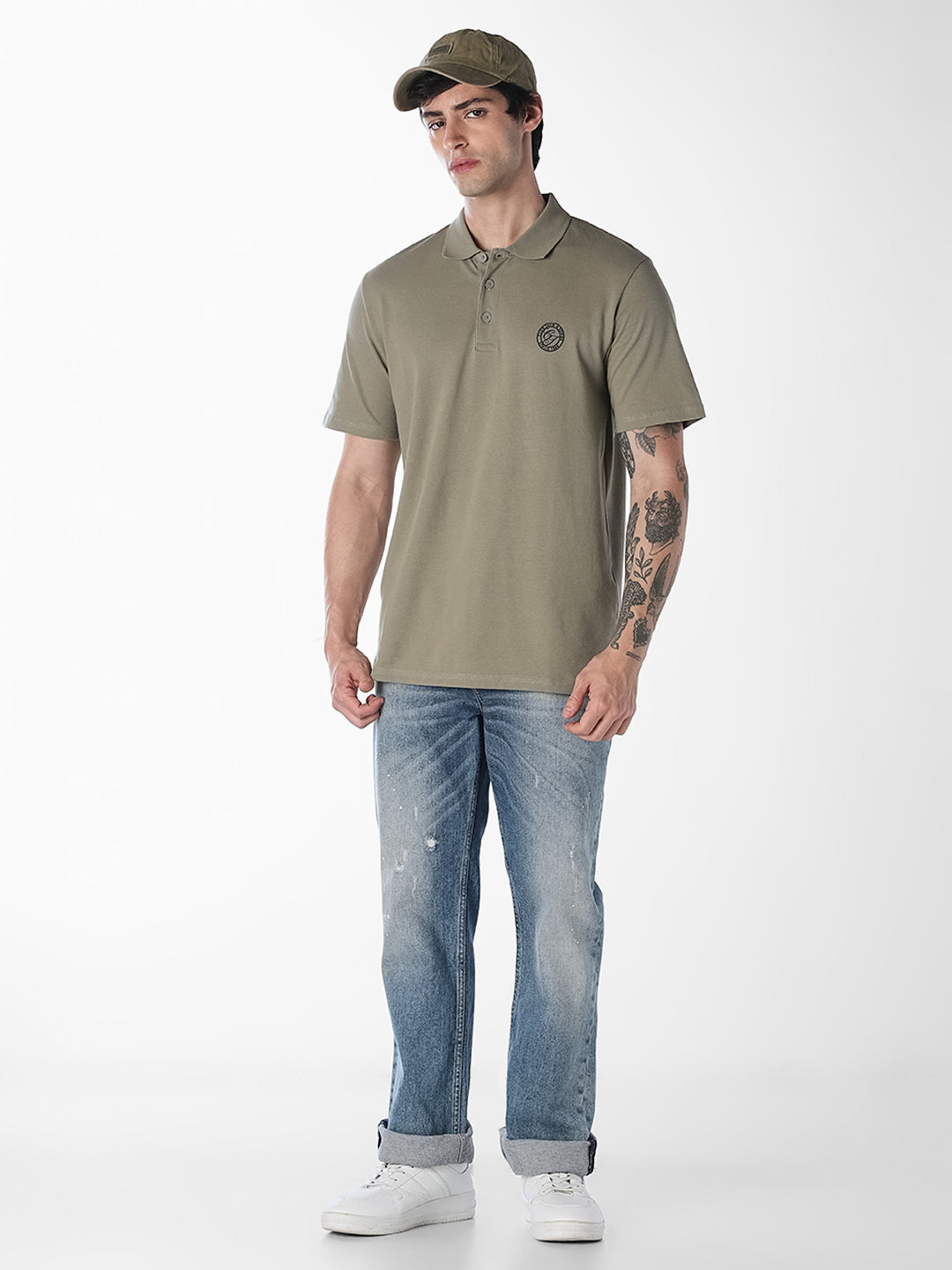 Green Regular Fit Cotton Polo
