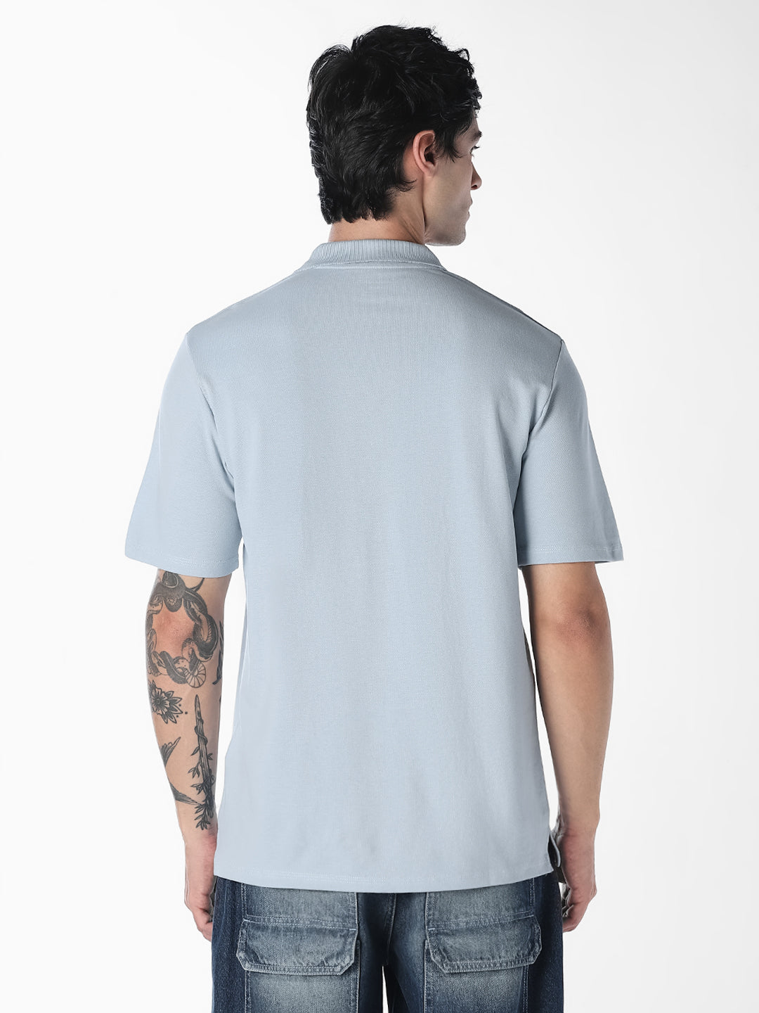 Light Blue Regular Fit Cotton Polo