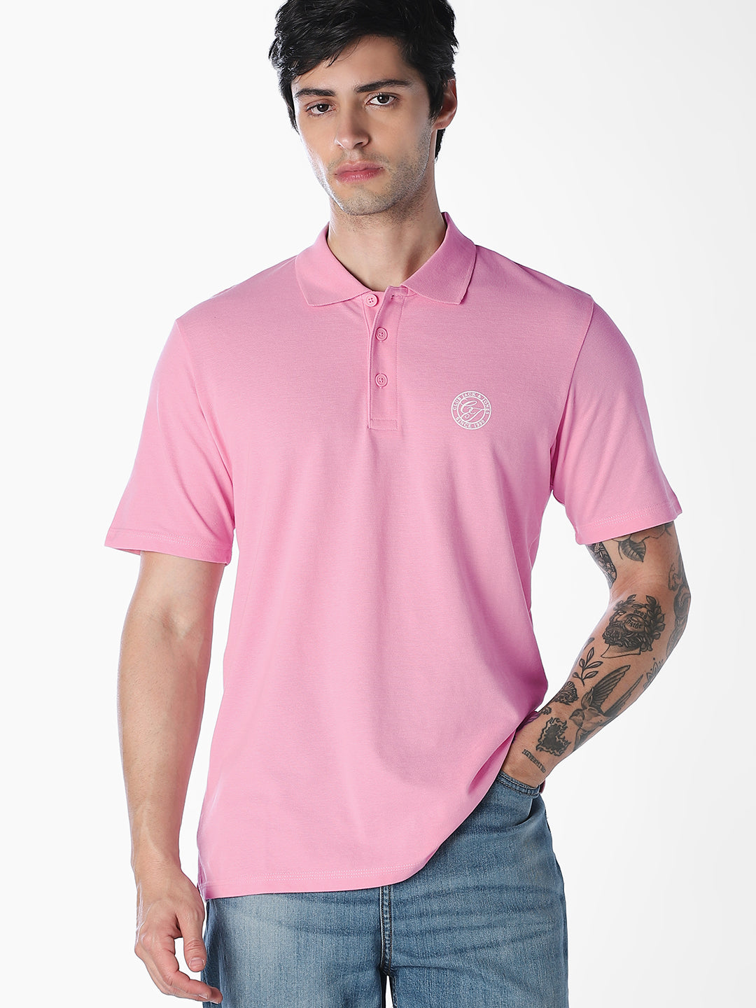 Pink Regular Fit Cotton Polo