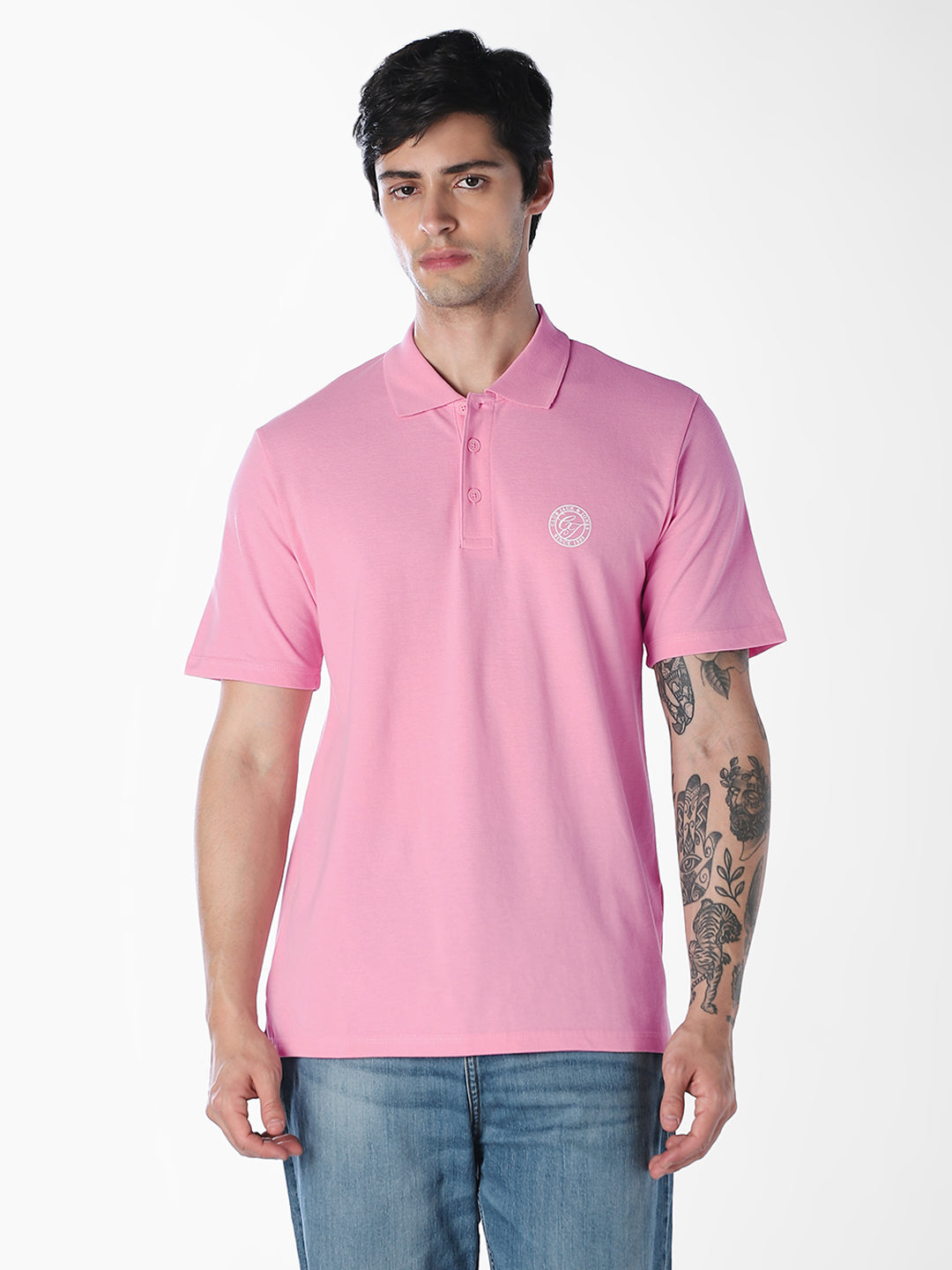 Pink Regular Fit Cotton Polo