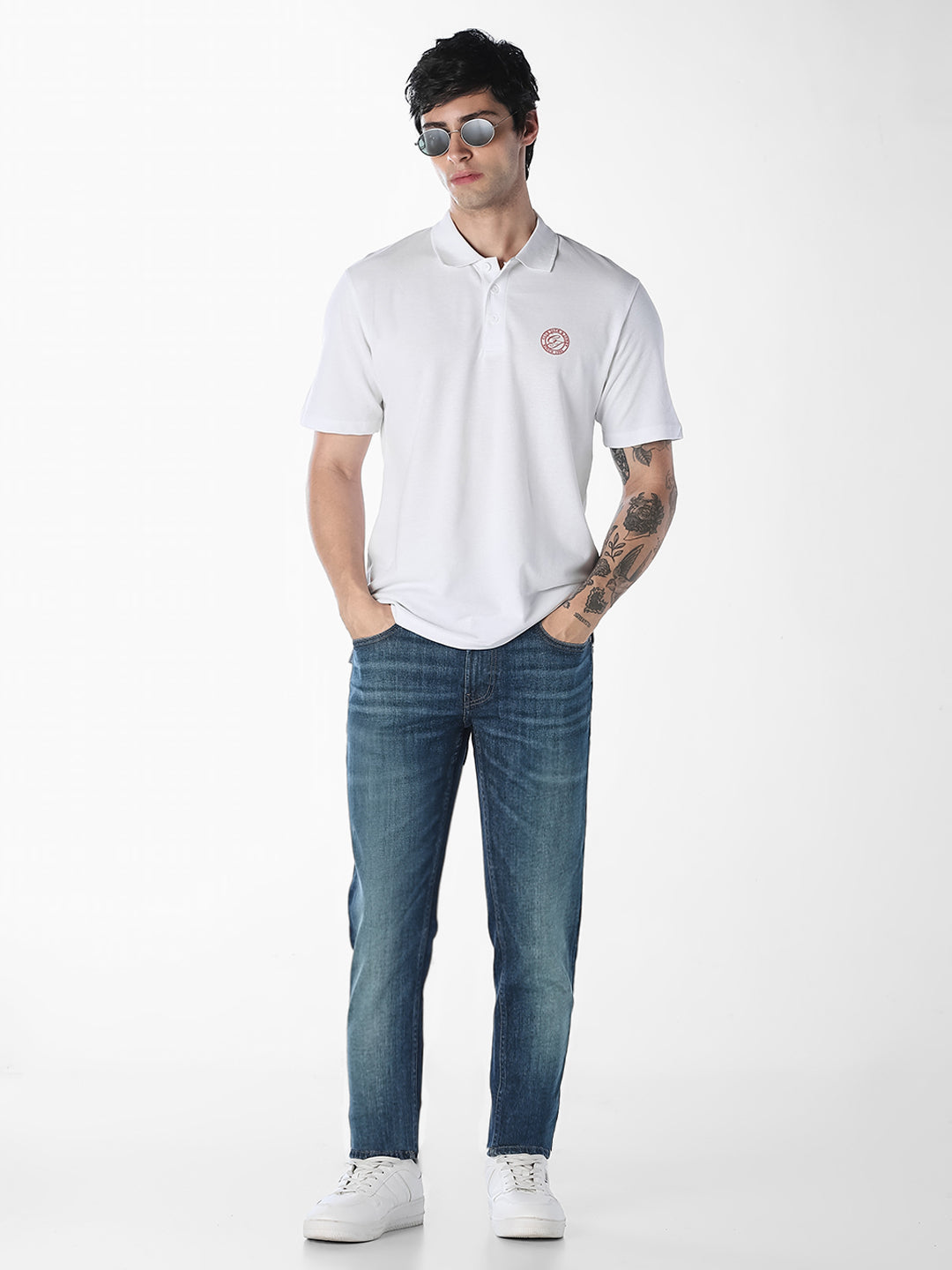 White Regular Fit Cotton Polo