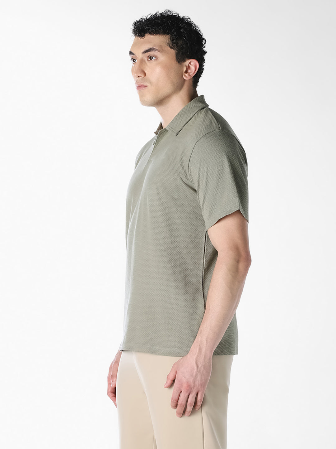 Jacquard Structured Polo - Green