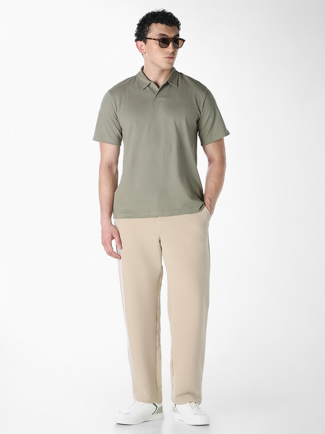 Jacquard Structured Polo - Green
