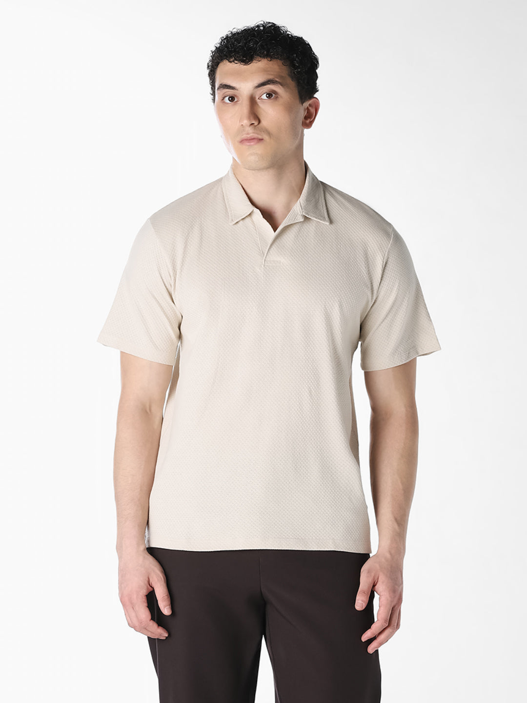 Jacquard Structured Polo - Off-White