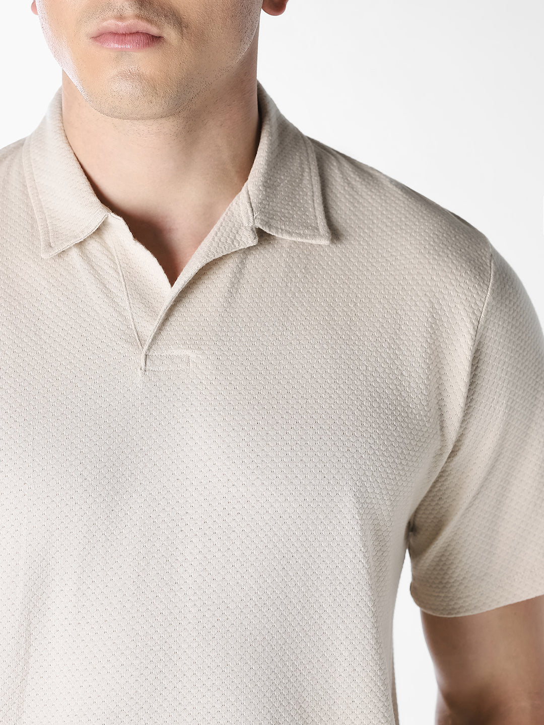 Jacquard Structured Polo - Off-White