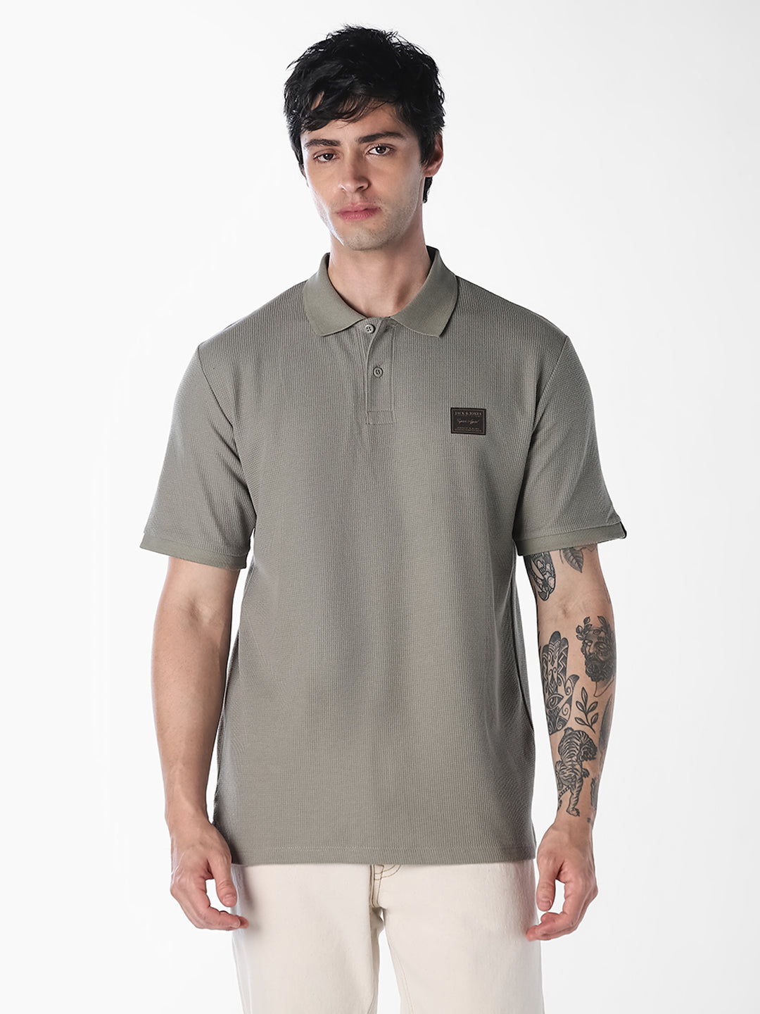 Textured Regular Fit Polo - Green