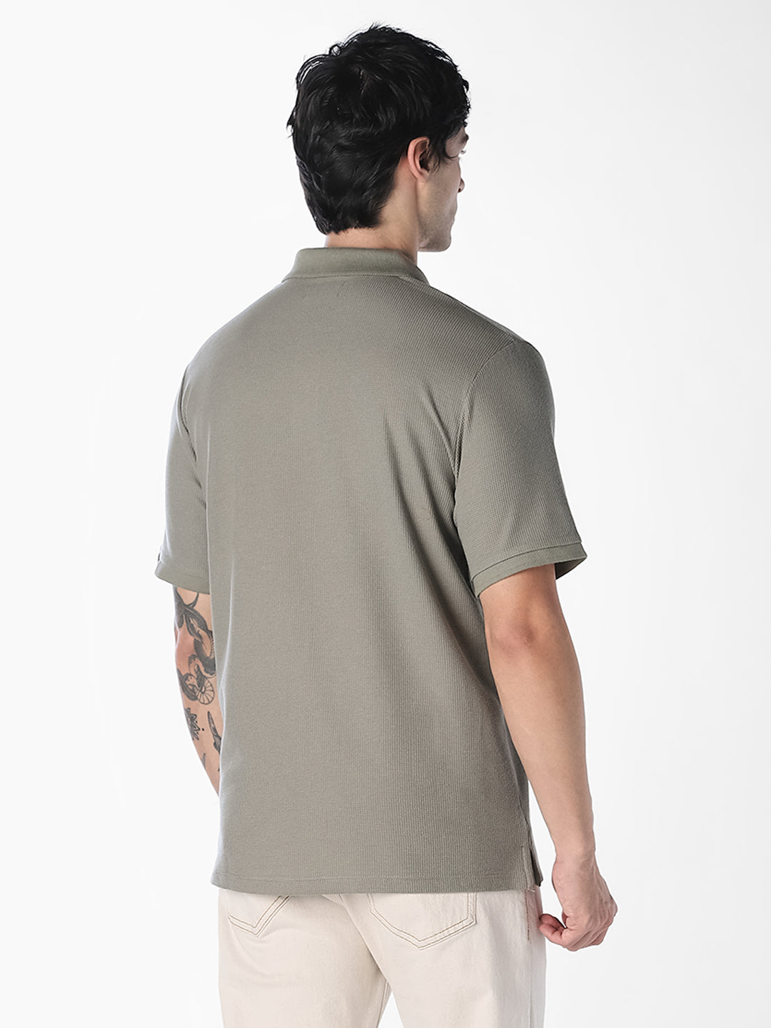 Textured Regular Fit Polo - Green