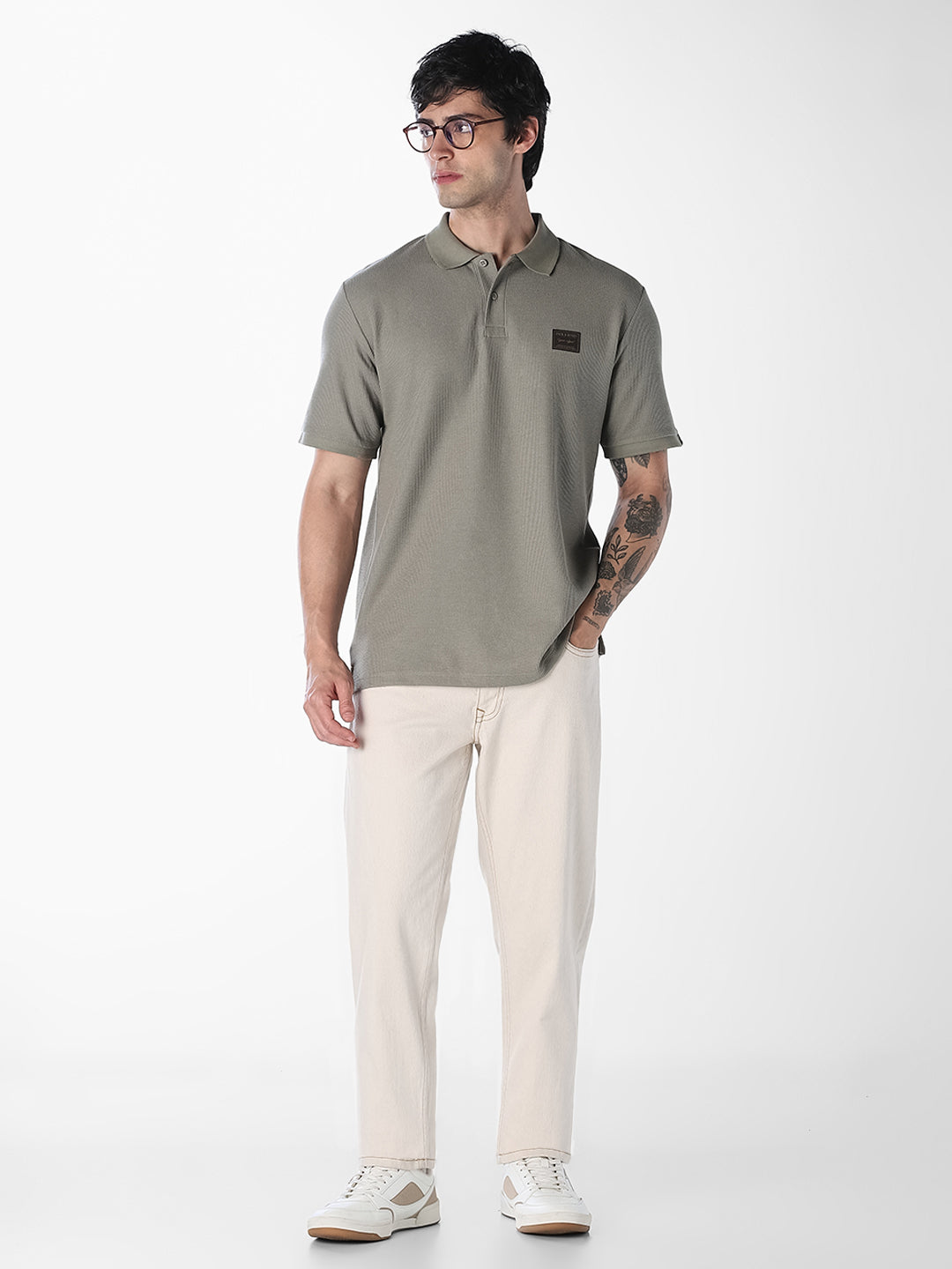 Textured Regular Fit Polo - Green