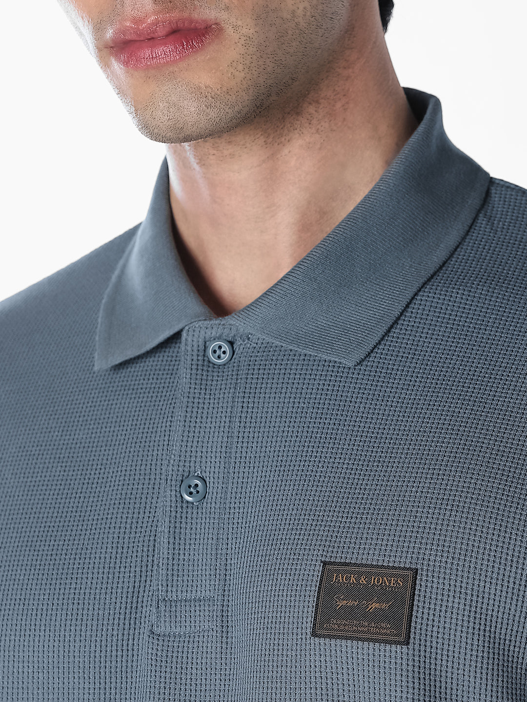 Textured Regular Fit Polo - Blue