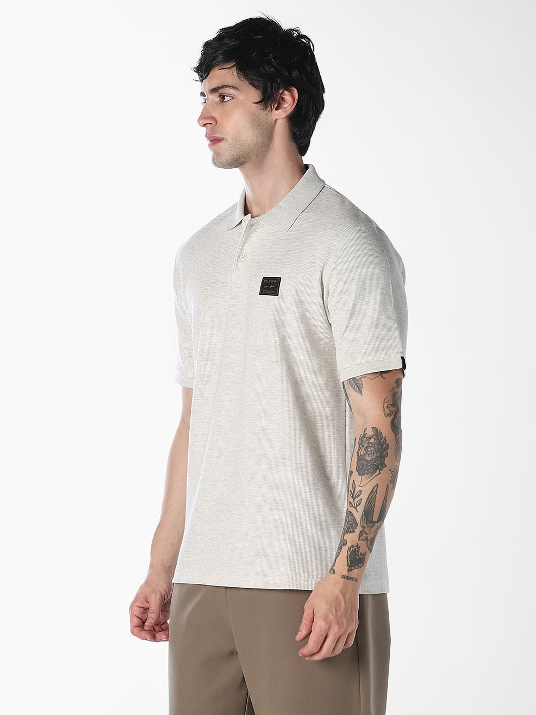 Textured Regular Fit Polo - Off-White
