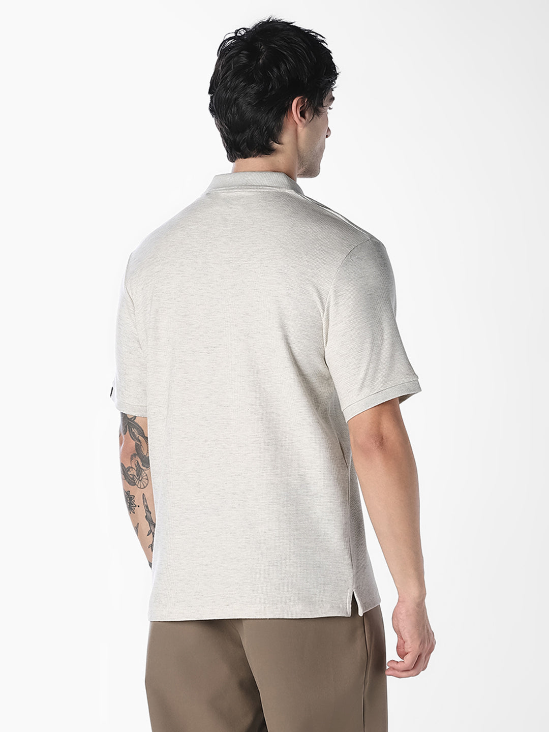 Textured Regular Fit Polo - Off-White
