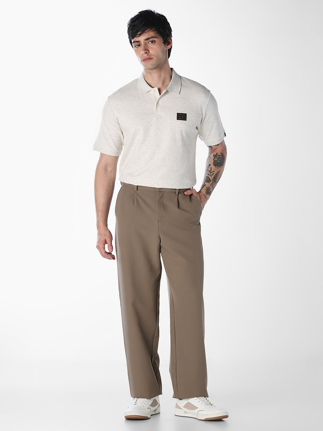 Textured Regular Fit Polo - Off-White