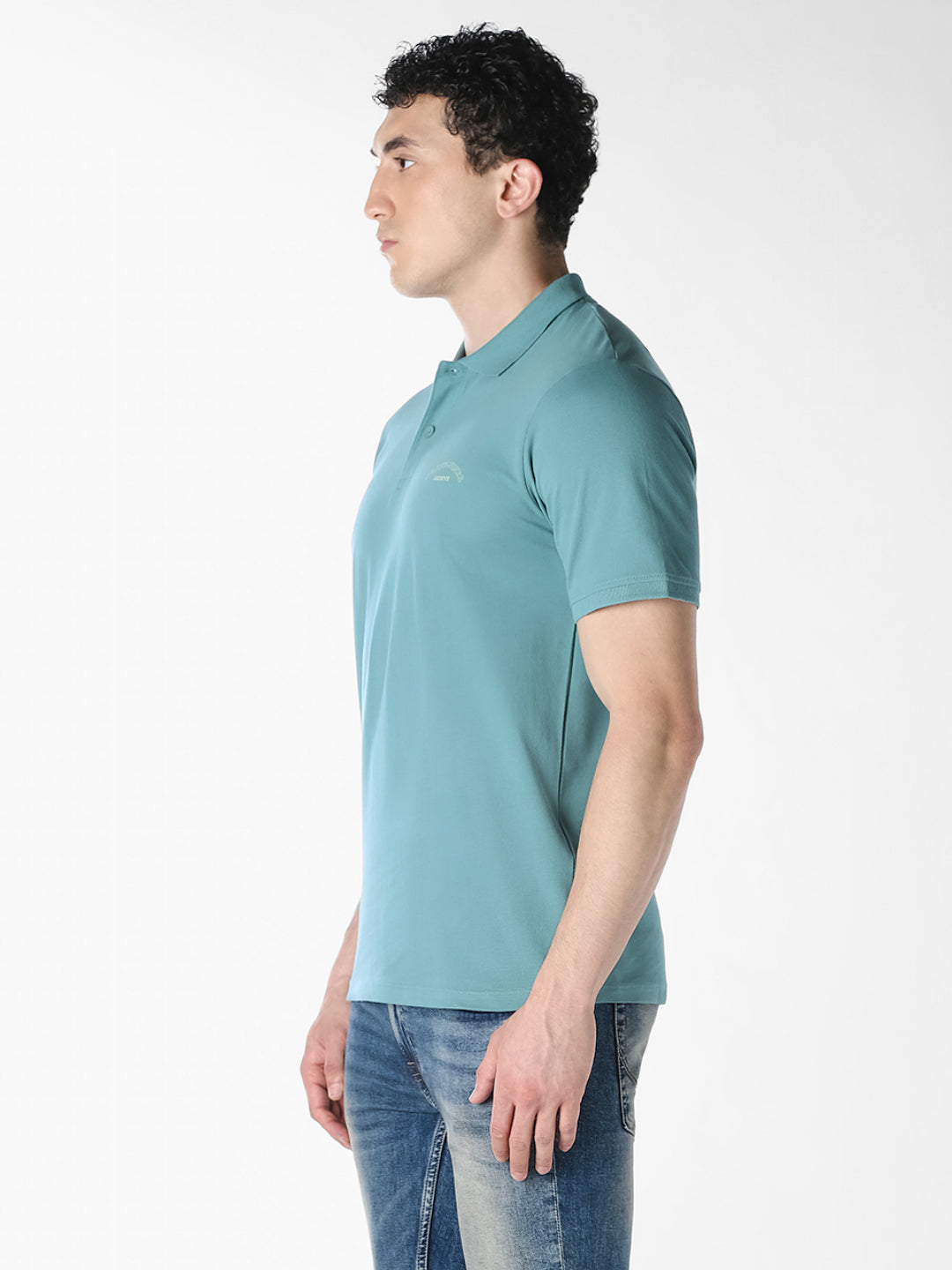 Blue Logo Print Organic Cotton Polo