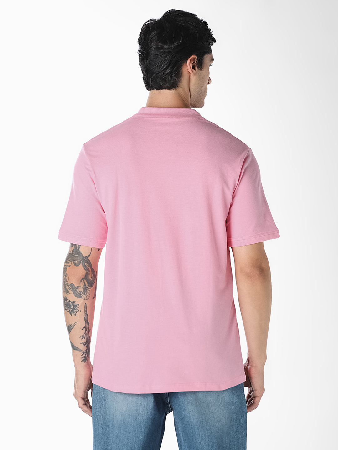 Pink Logo Print Organic Cotton Polo