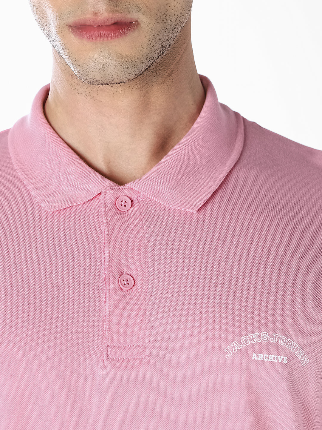 Pink Logo Print Organic Cotton Polo