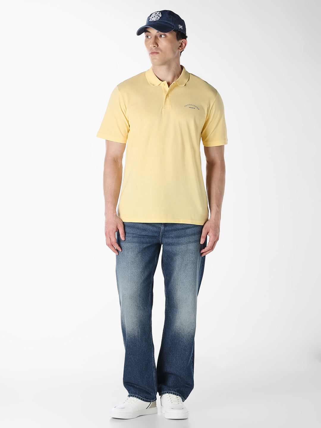 Yellow Logo Print Organic Cotton Polo