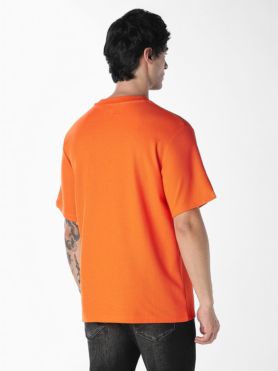 Orange Chest Patch Crew Neck T-shirt