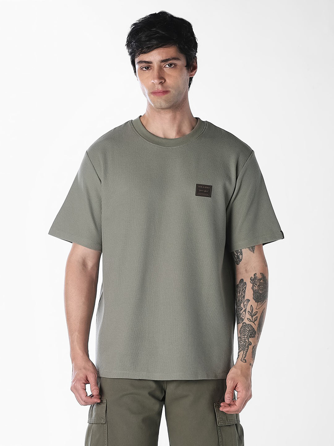 Green Chest Patch Crew Neck T-shirt