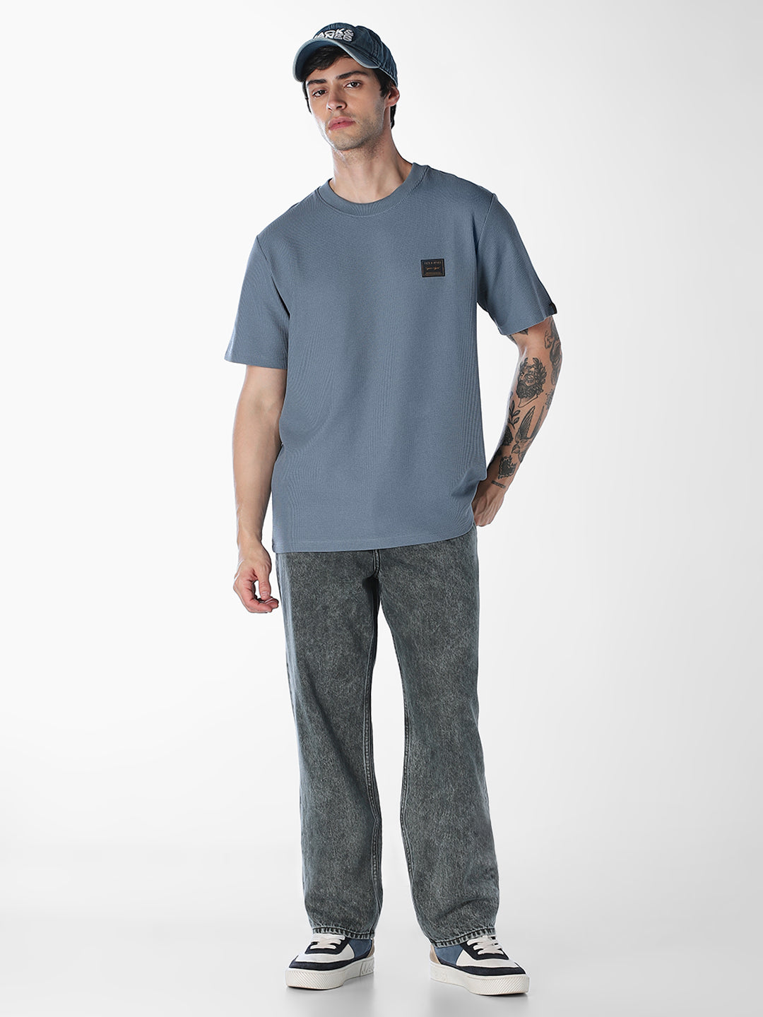 Blue Chest Patch Crew Neck T-shirt