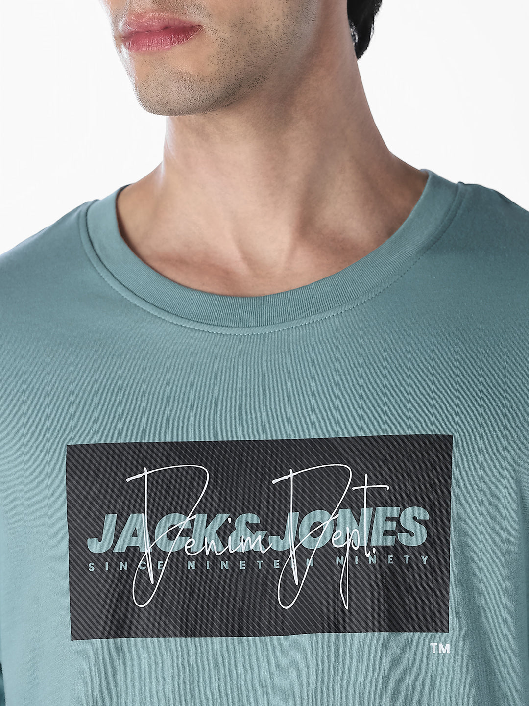 Blue Logo Print Cotton T-shirt