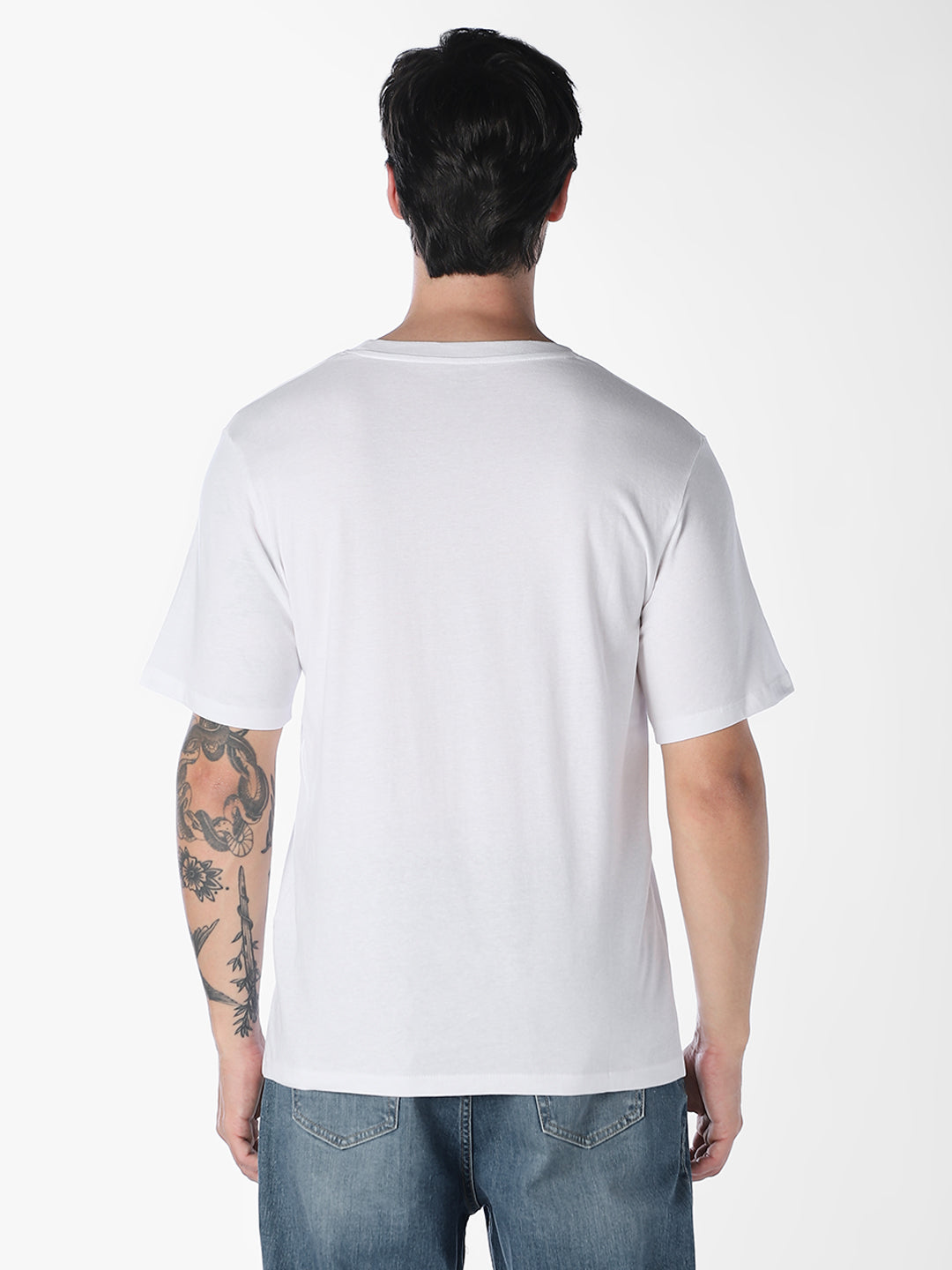 White Logo Print Cotton T-shirt