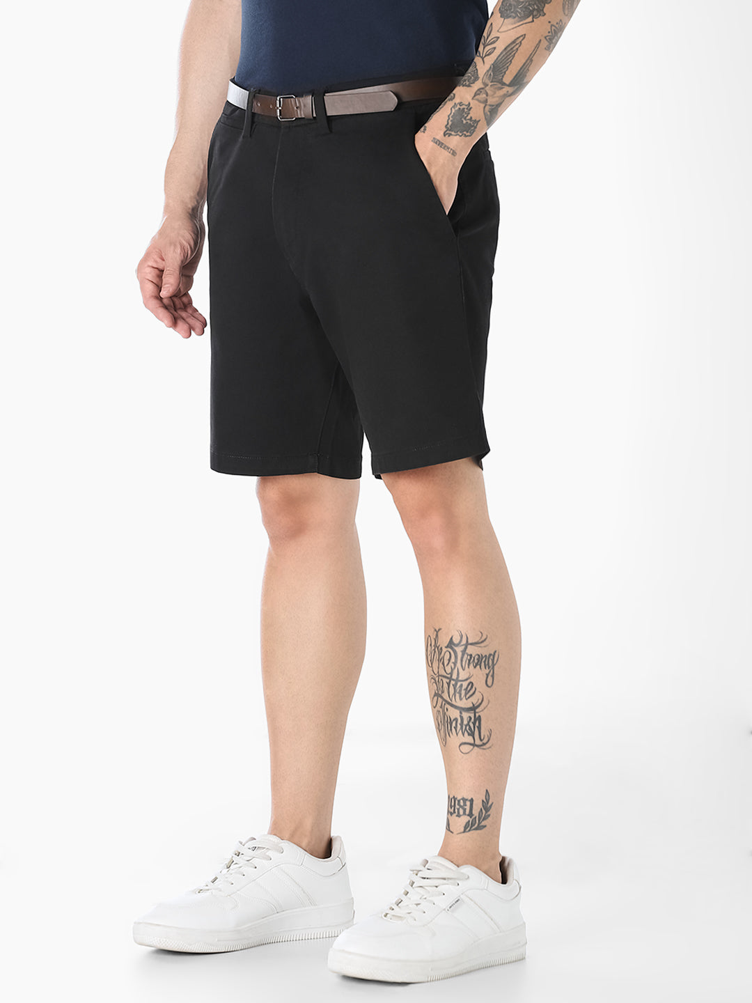 Black Belted Chino Shorts