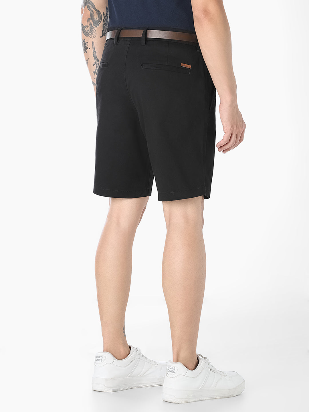 Black Belted Chino Shorts