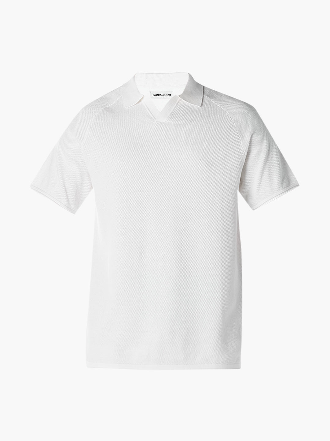 White Split Neck Knitted Polo