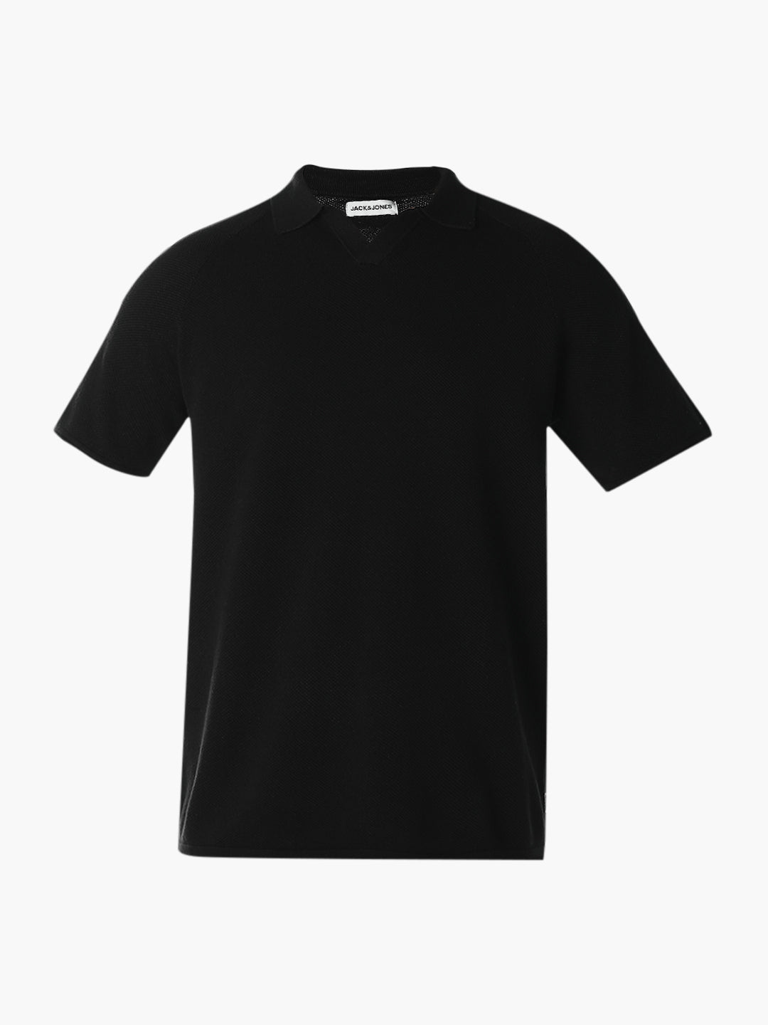 Black Split Neck Knitted Polo