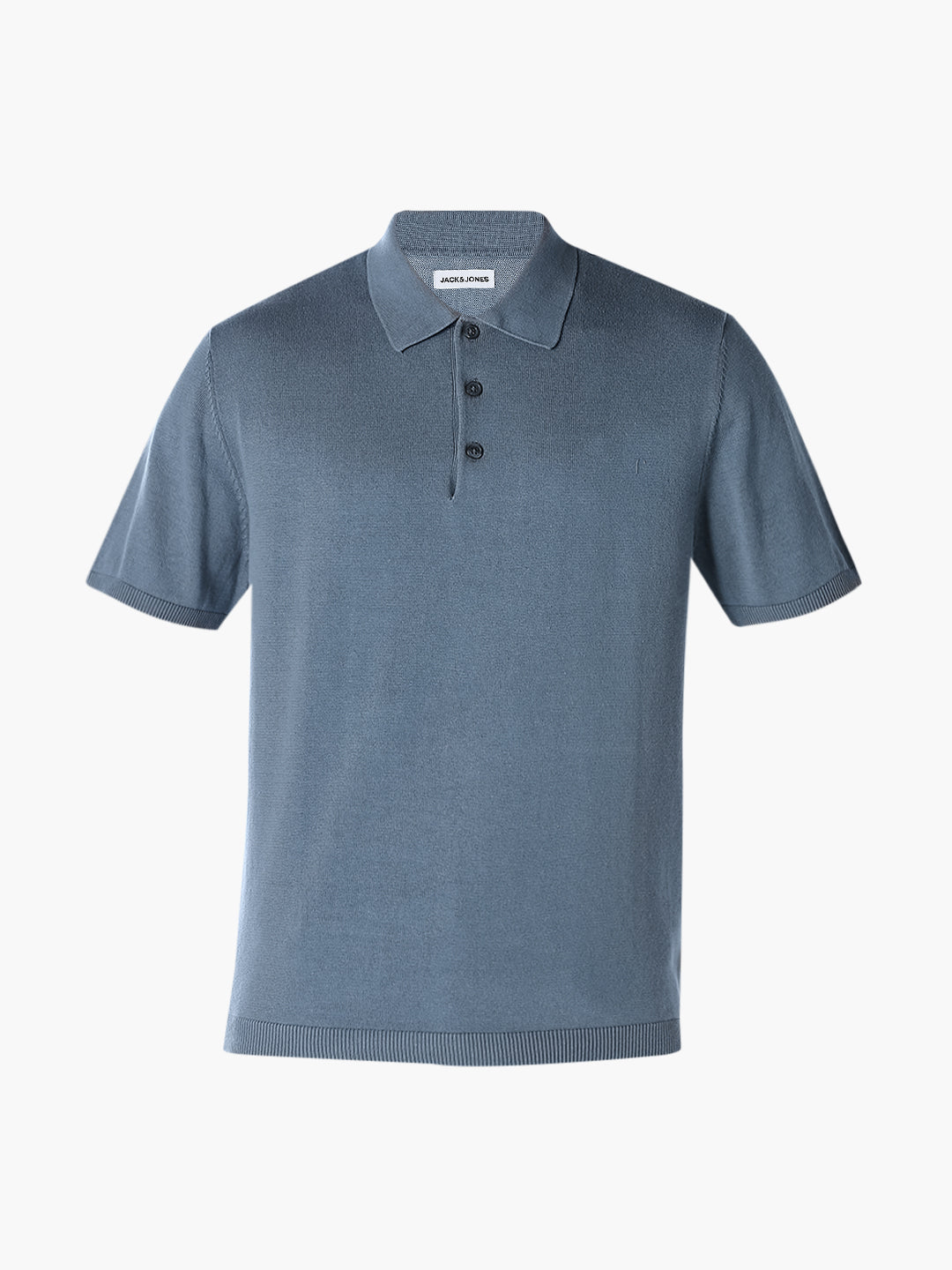 Blue Knitted Cotton Polo