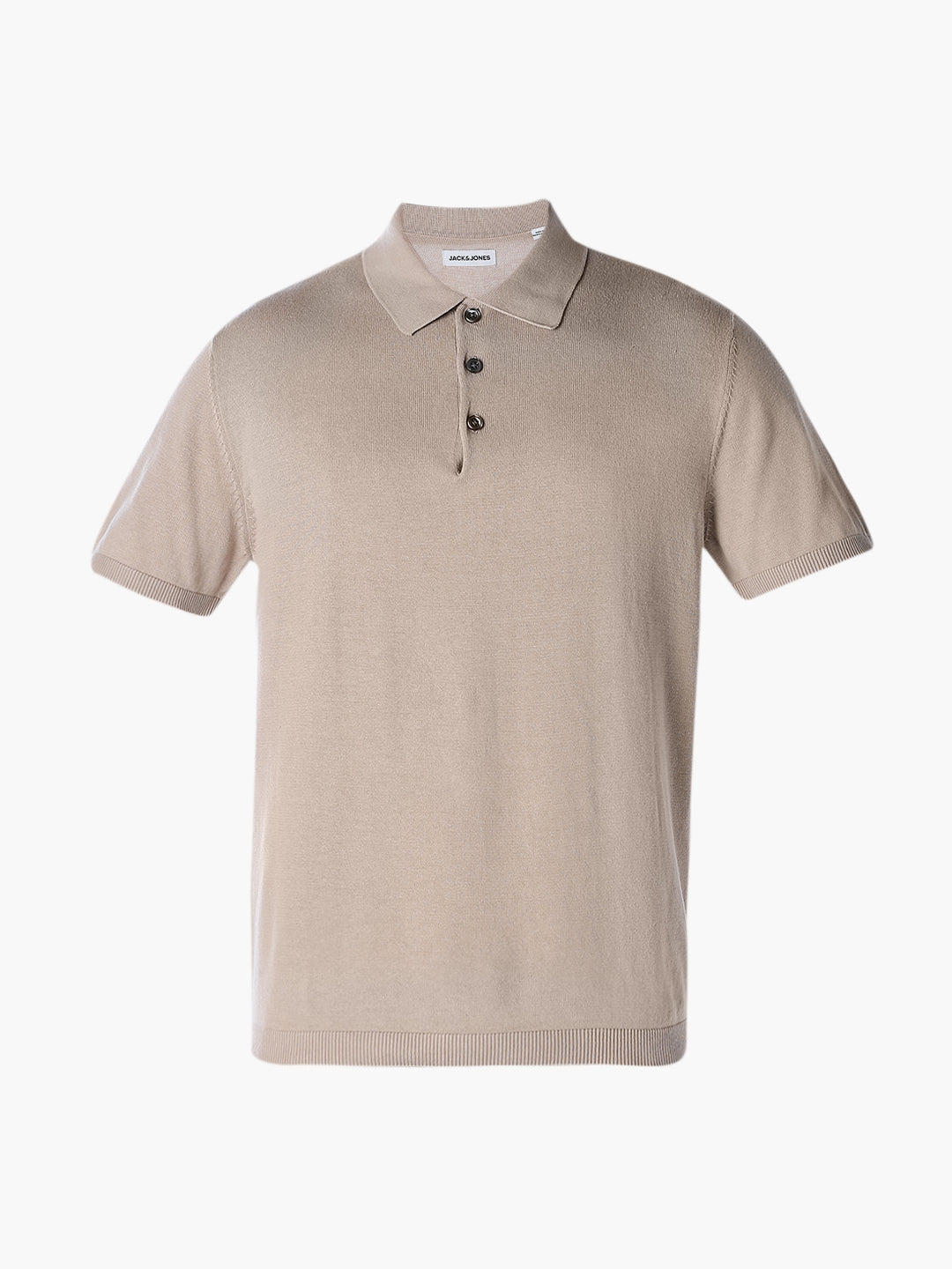 Beige Knitted Cotton Polo