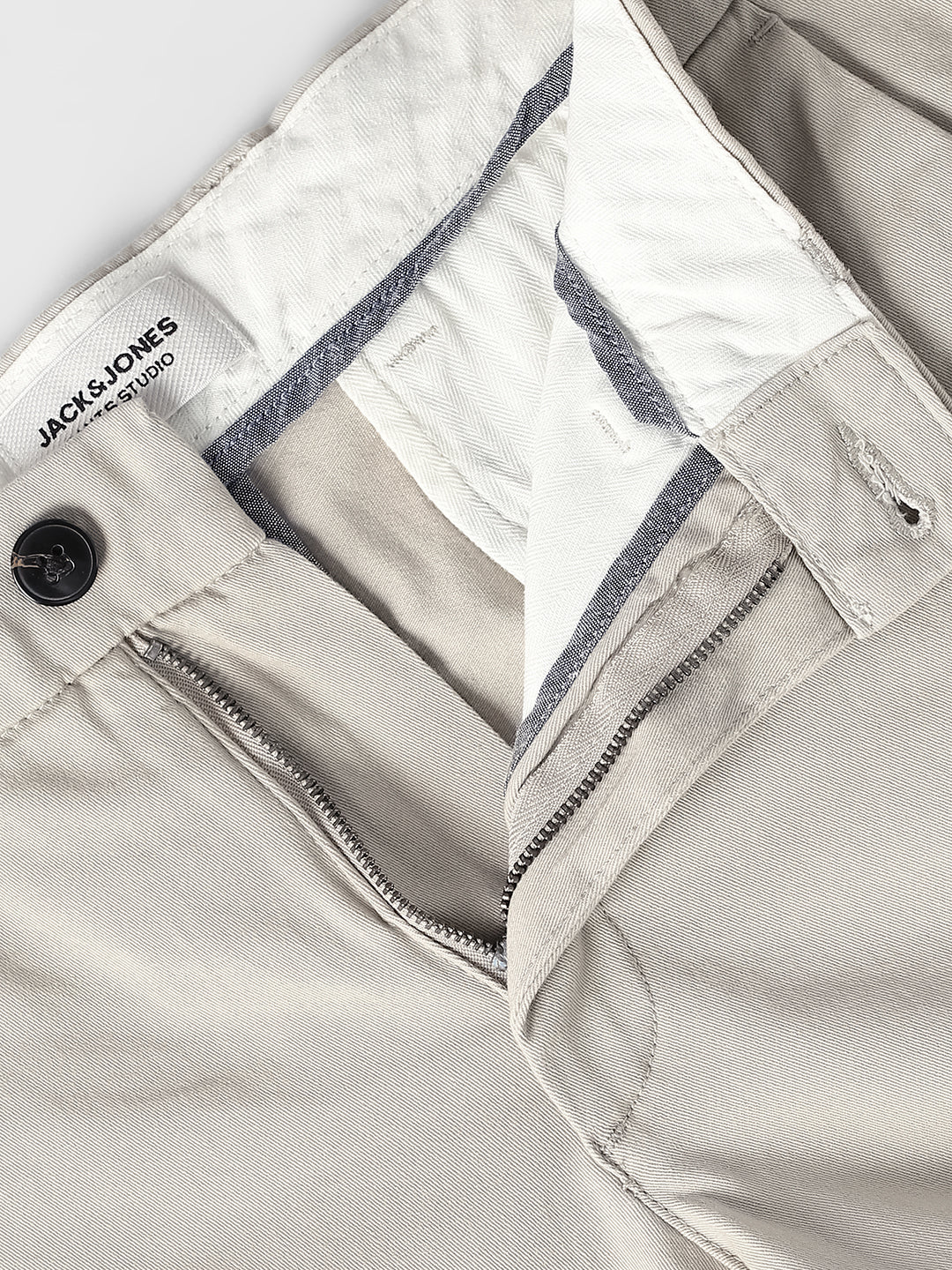 Beige Belted Regular Fit Chinos