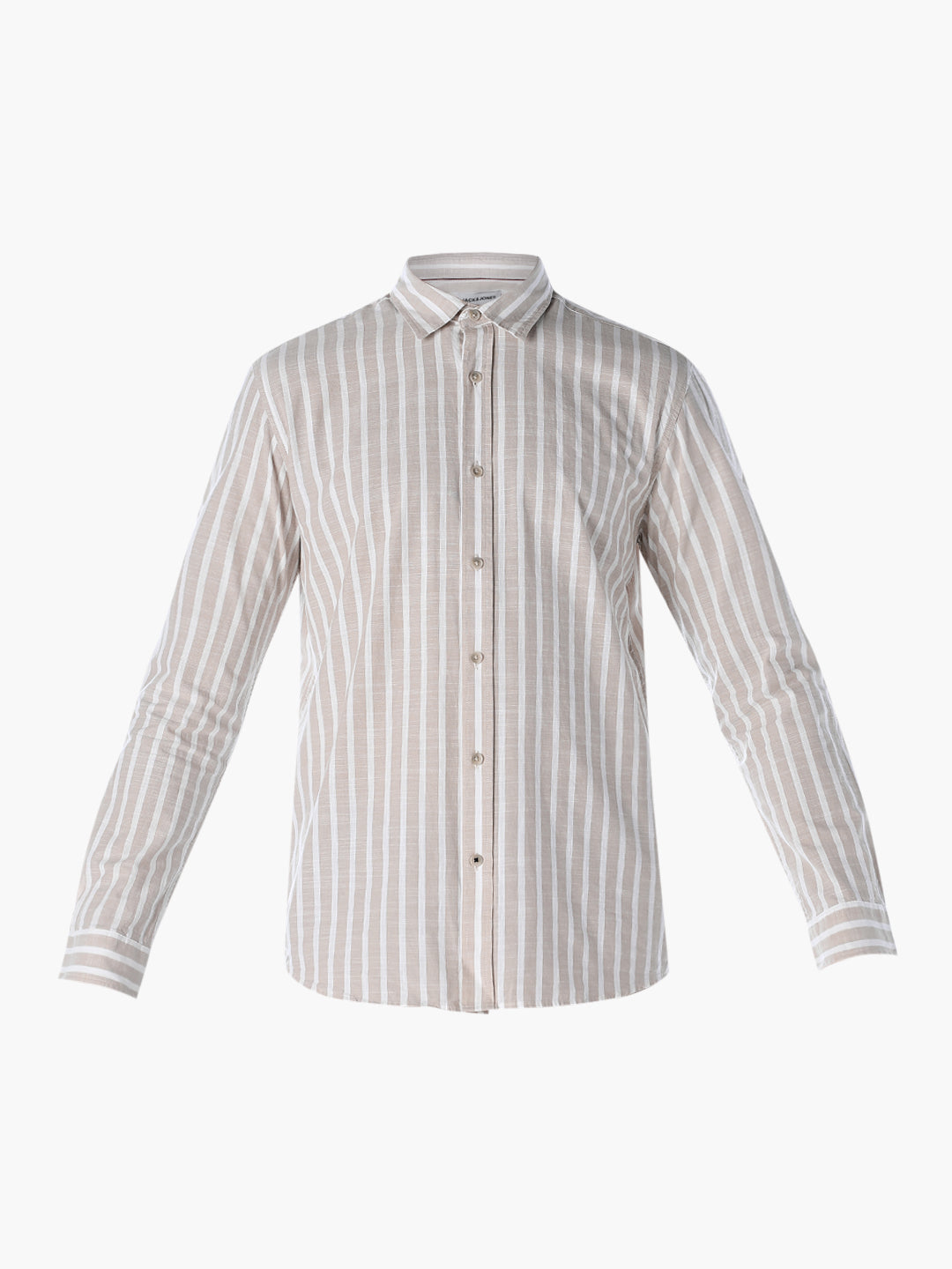 Striped Cotton Slub Shirt - Brown