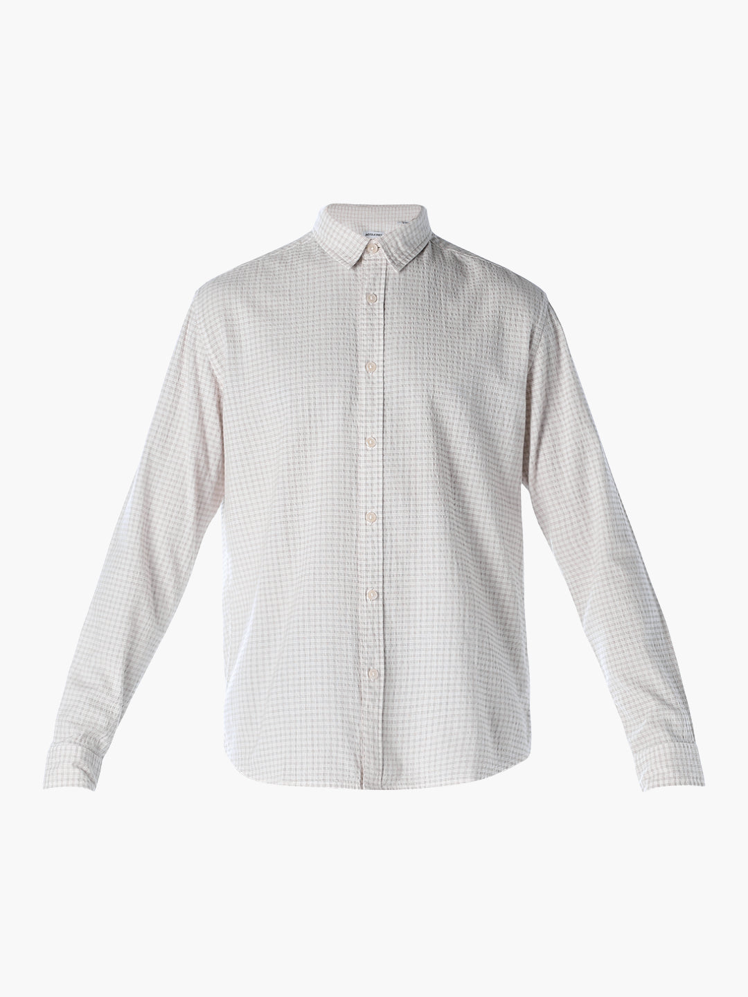Light Brown Seersucker Check Shirt