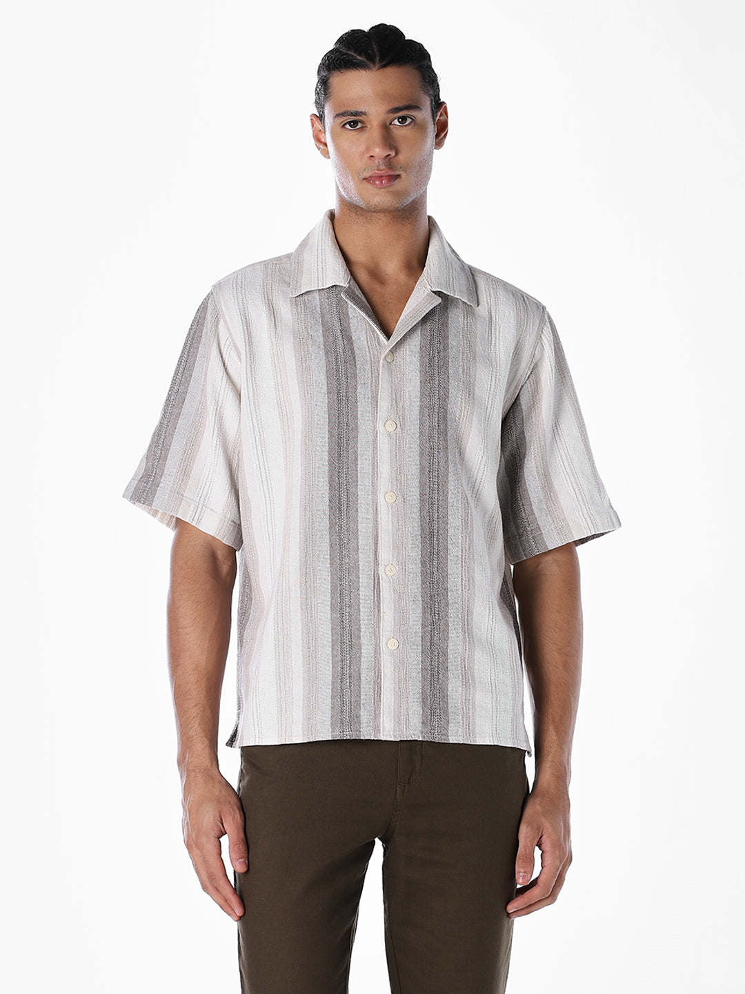 Striped Dobby Resort Collar Shirt