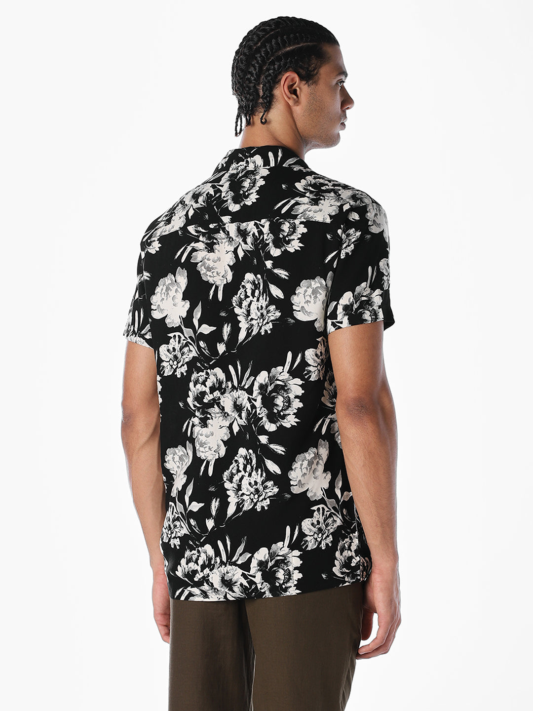 Printed Resort Collar Comfort Fit Shirt - Black