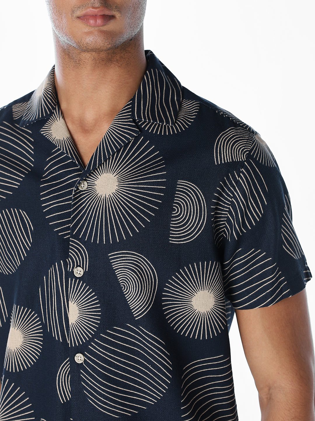 Printed Comfort Fit Shirt - Dark Blue
