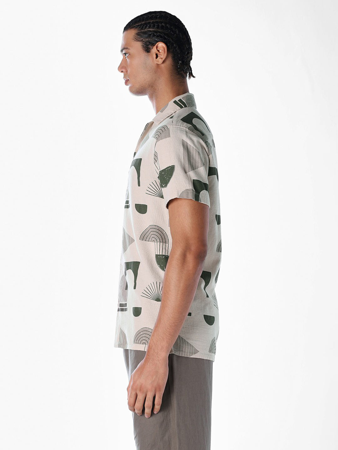 Printed Comfort Fit Shirt - Light Beige