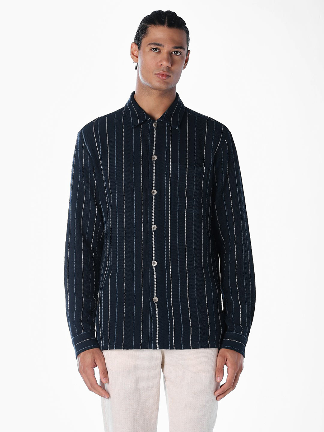 Striped Comfort Fit Shirt - Dark Blue