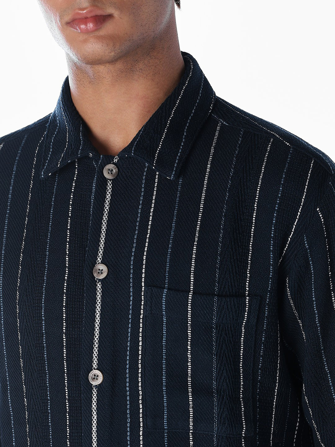 Striped Comfort Fit Shirt - Dark Blue