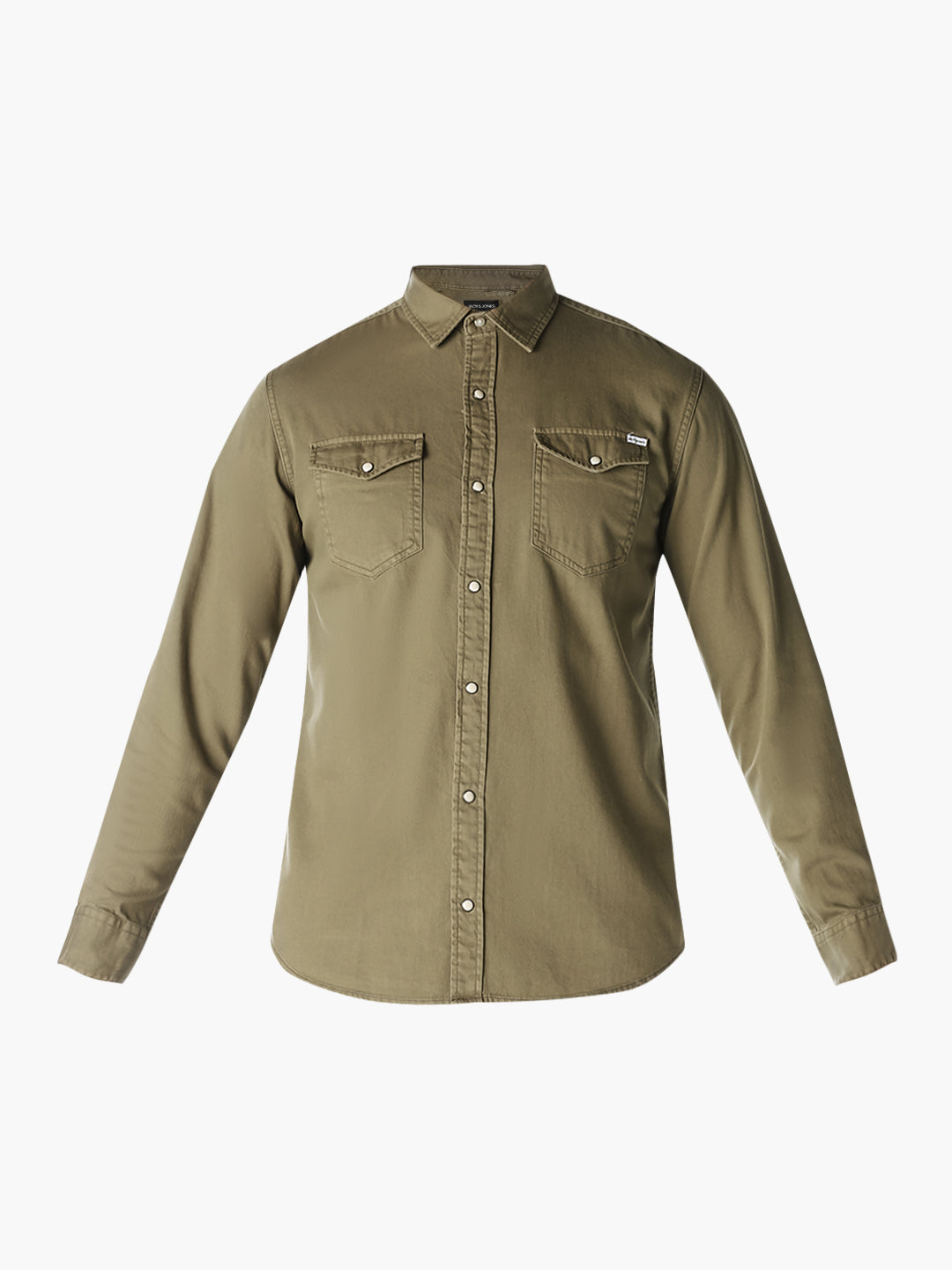 Men's Organic Cotton Denim Shirt In Forest Night With Flap Pockets