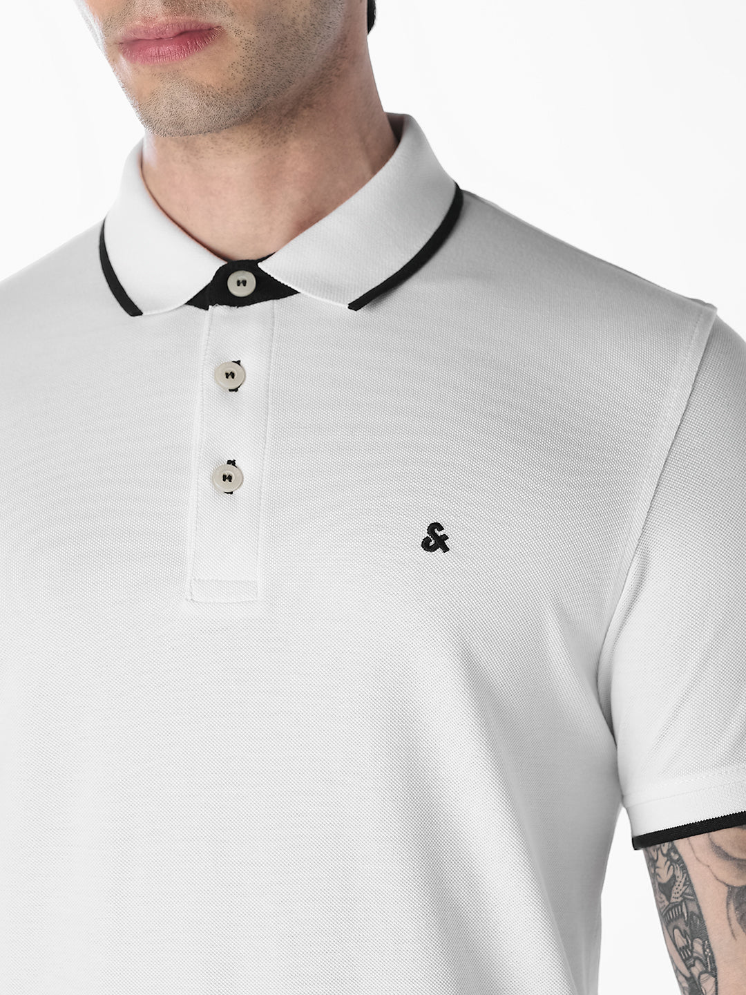White Contrast Tipping Organic Cotton Polo