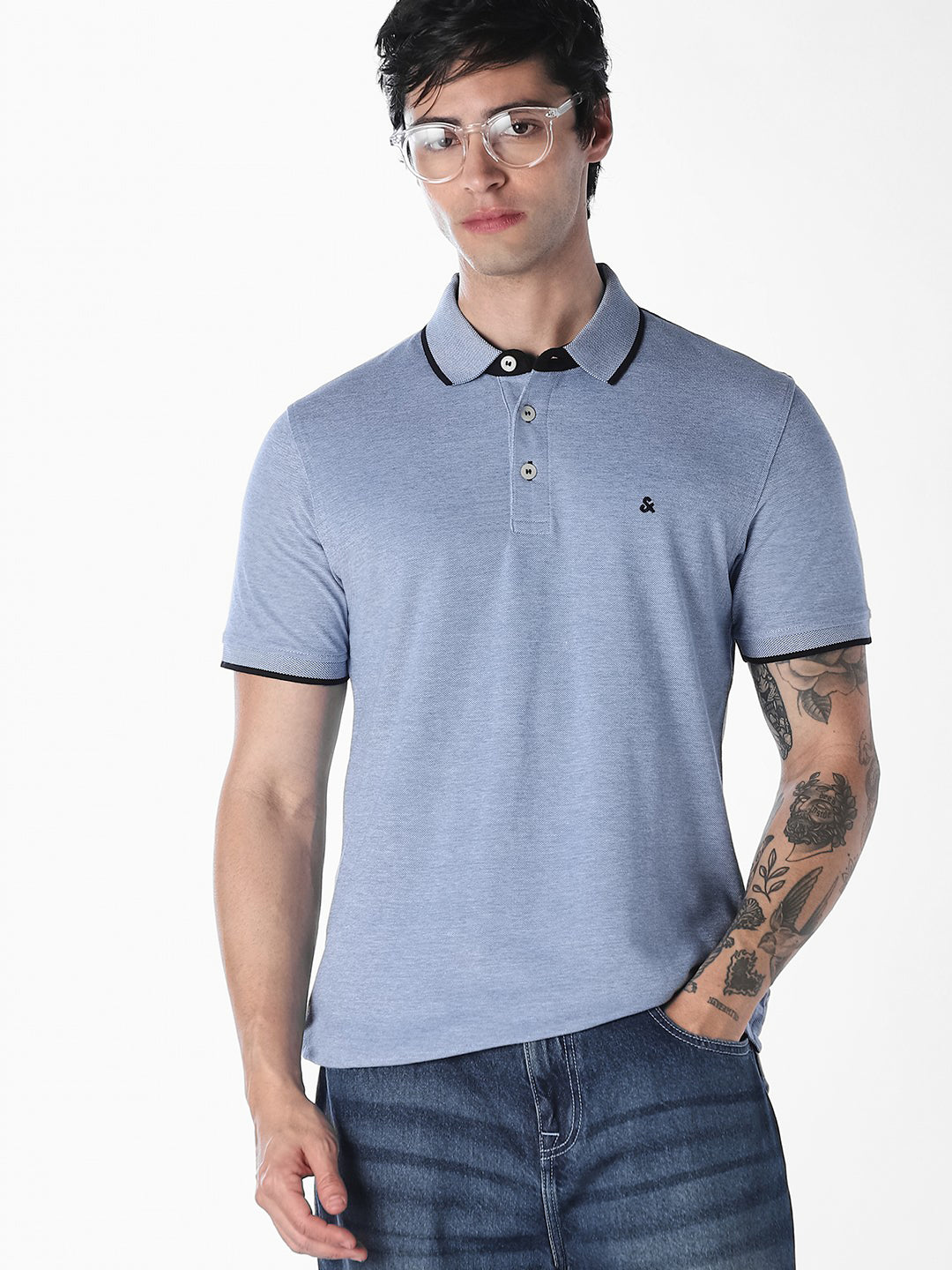 Men's Organic Cotton Slim Fit Polo T-Shirt - Bright Cobalt