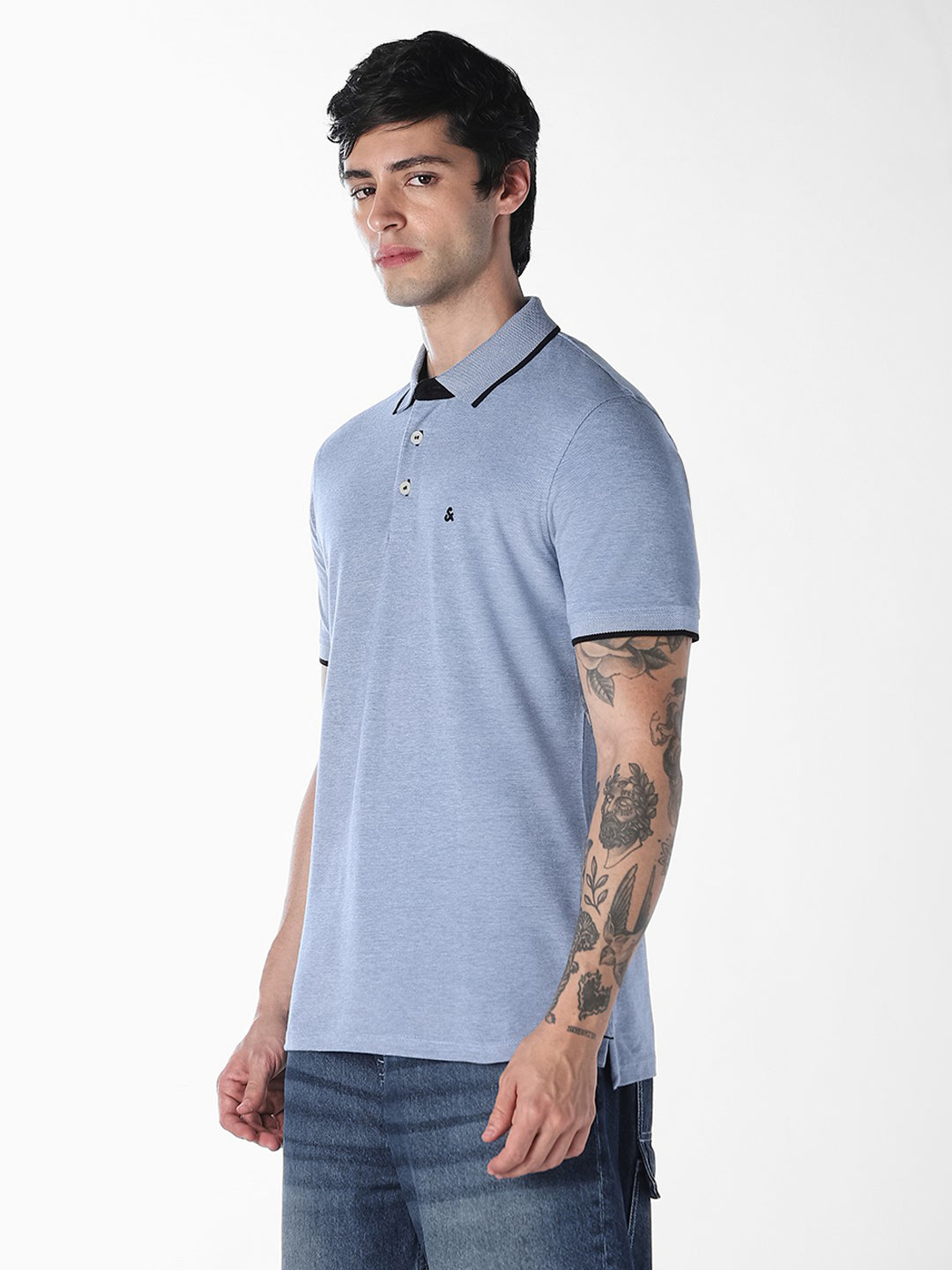 Men's Organic Cotton Slim Fit Polo T-Shirt - Bright Cobalt