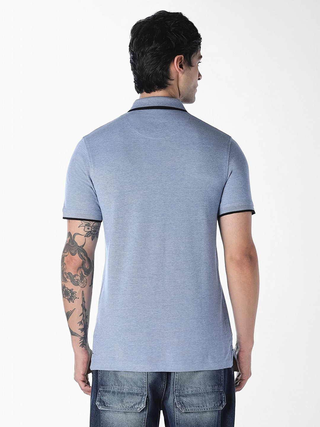 Men's Organic Cotton Slim Fit Polo T-Shirt - Bright Cobalt
