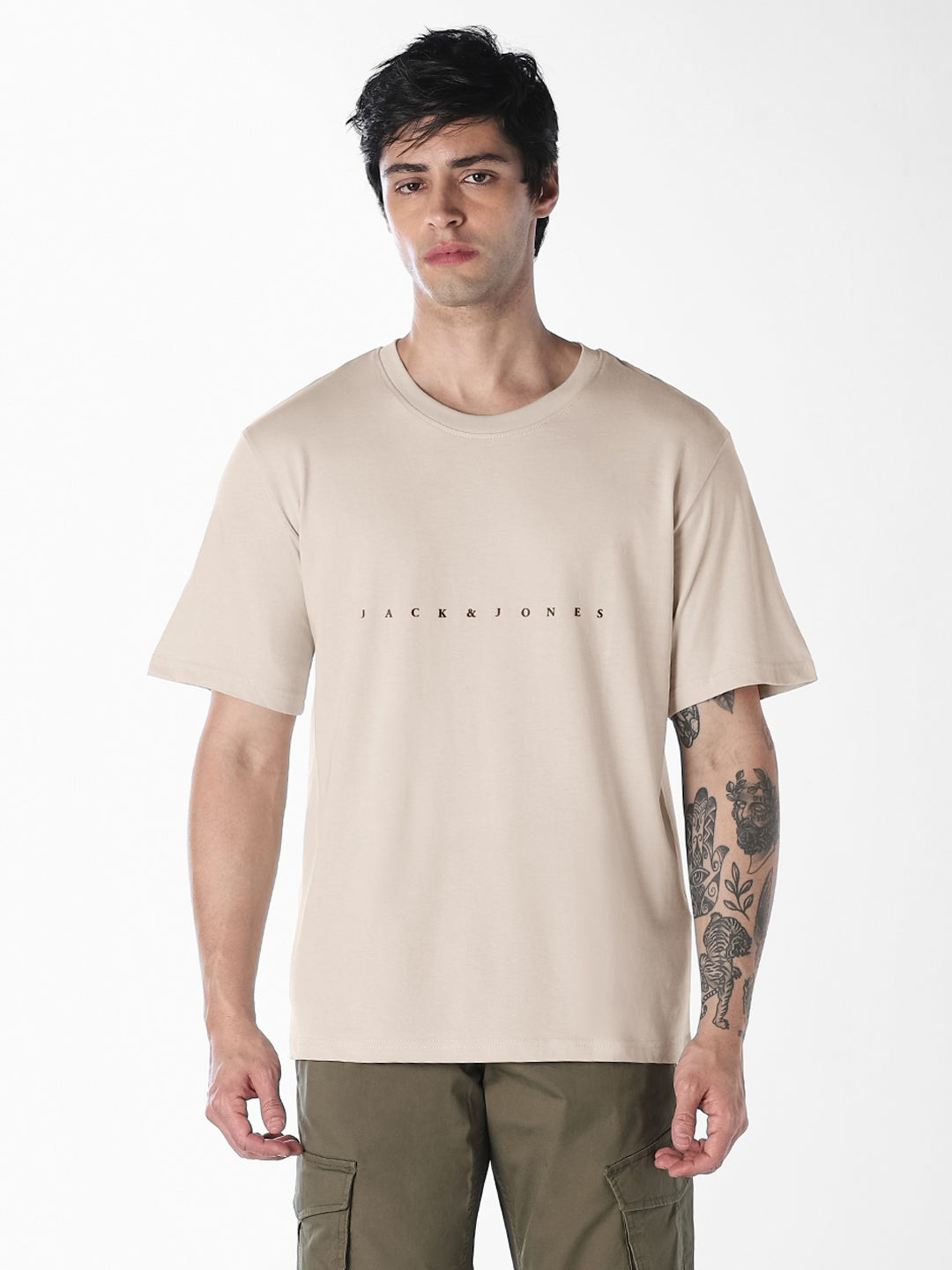 Beige Boxy Fit T-shirt