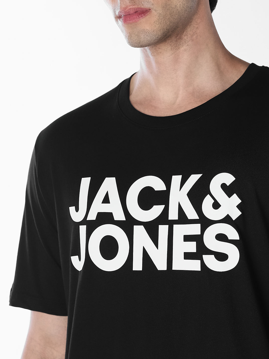 Logo Print Slim Fit O-Neck T-shirt - Black