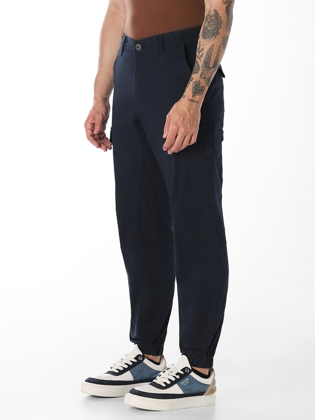Navy Blue Slim Fit Casual Cargos