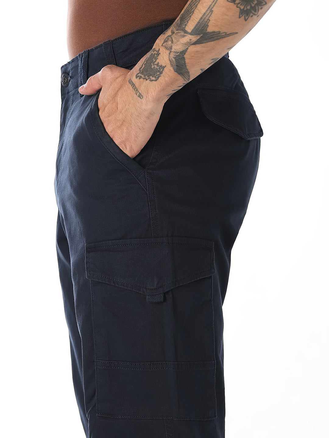 Navy Blue Slim Fit Casual Cargos